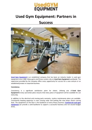 Used Gym Equipment Partners in Success