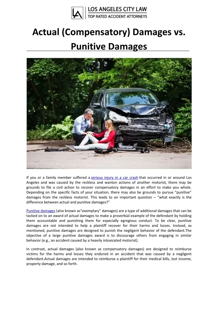 actual compensatory damages vs punitive damages