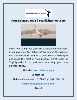 Arm Balances Yoga | Yogiflightschool.com