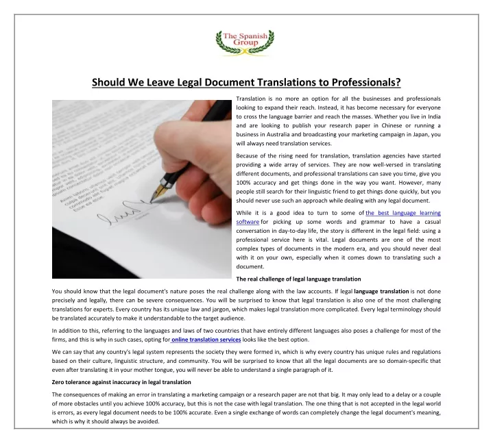 should we leave legal document translations