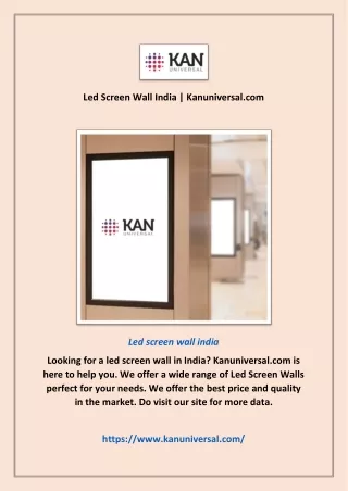 Led Screen Wall India | Kanuniversal.com