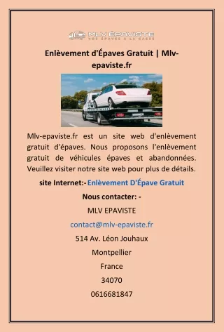 Enlèvement d'Épaves Gratuit | Mlv-epaviste.fr