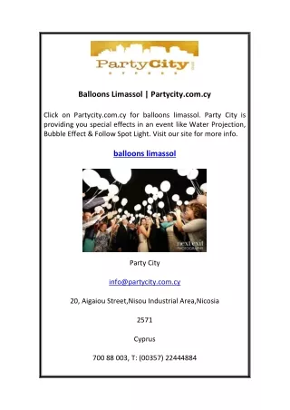 Balloons Limassol Partycity.com.cy
