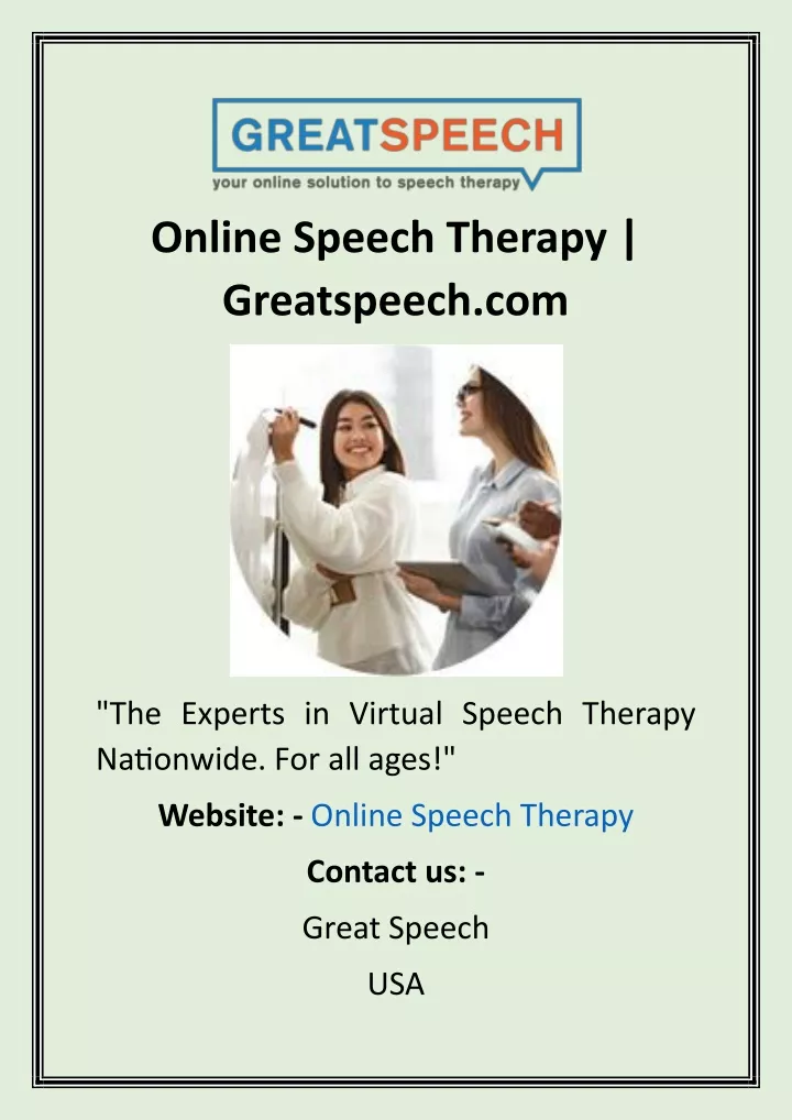 online speech therapy greatspeech com