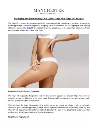 Reshaping and Smoothening Your Upper Thigh with Thigh Lift Surgery