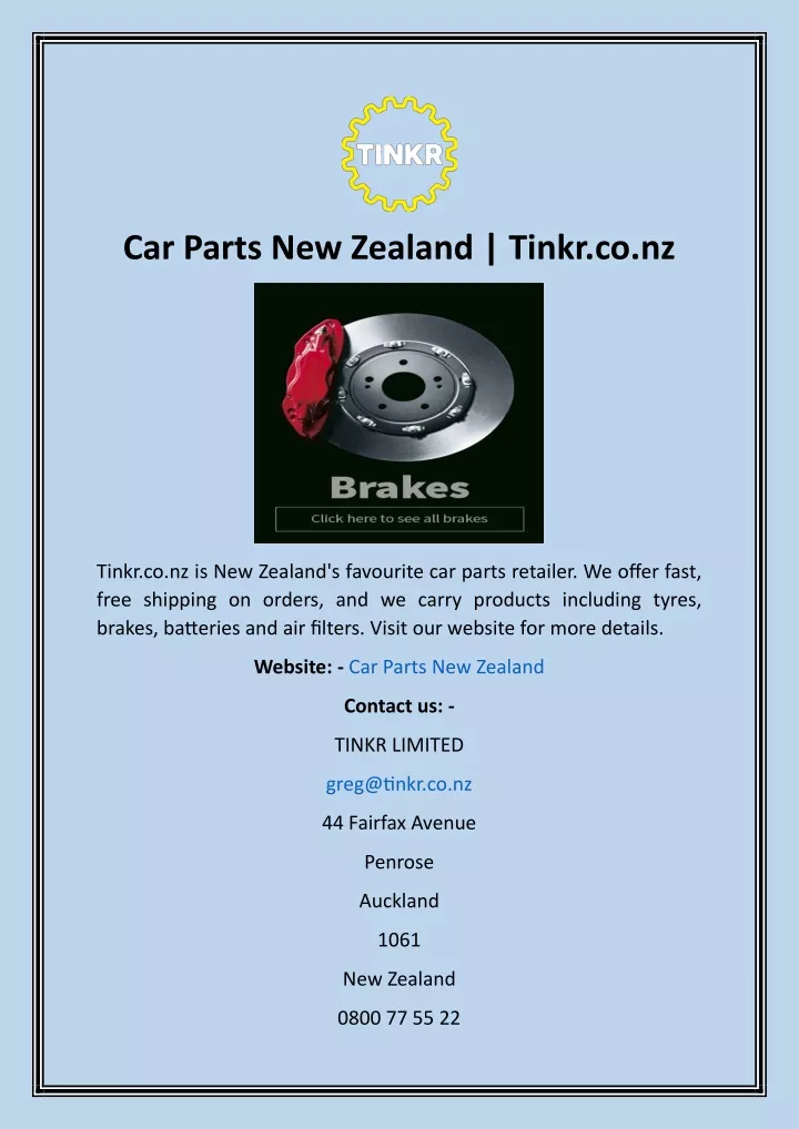 car parts new zealand tinkr co nz