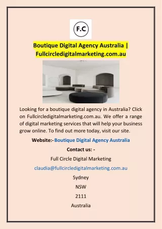 Boutique Digital Agency Australia | Fullcircledigitalmarketing.com.au