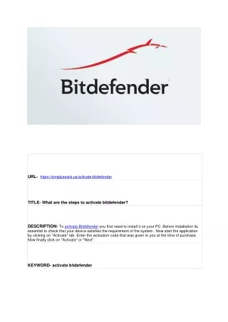 url https simplyassist us activate bitdefender