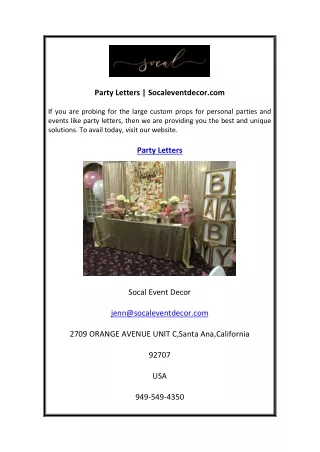 Party Letters  Socaleventdecor.com