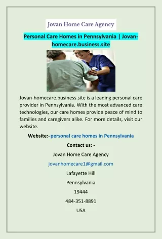 Personal Care Homes in Pennsylvania | Jovan-homecare.business.site