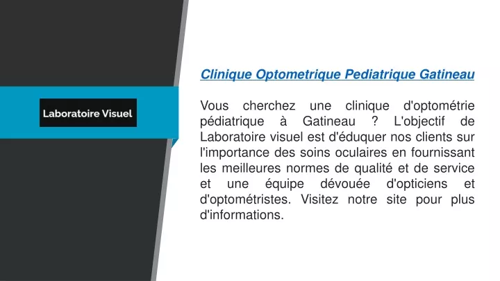 clinique optometrique pediatrique gatineau vous