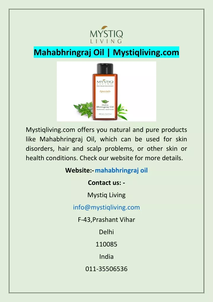 mahabhringraj oil mystiqliving com