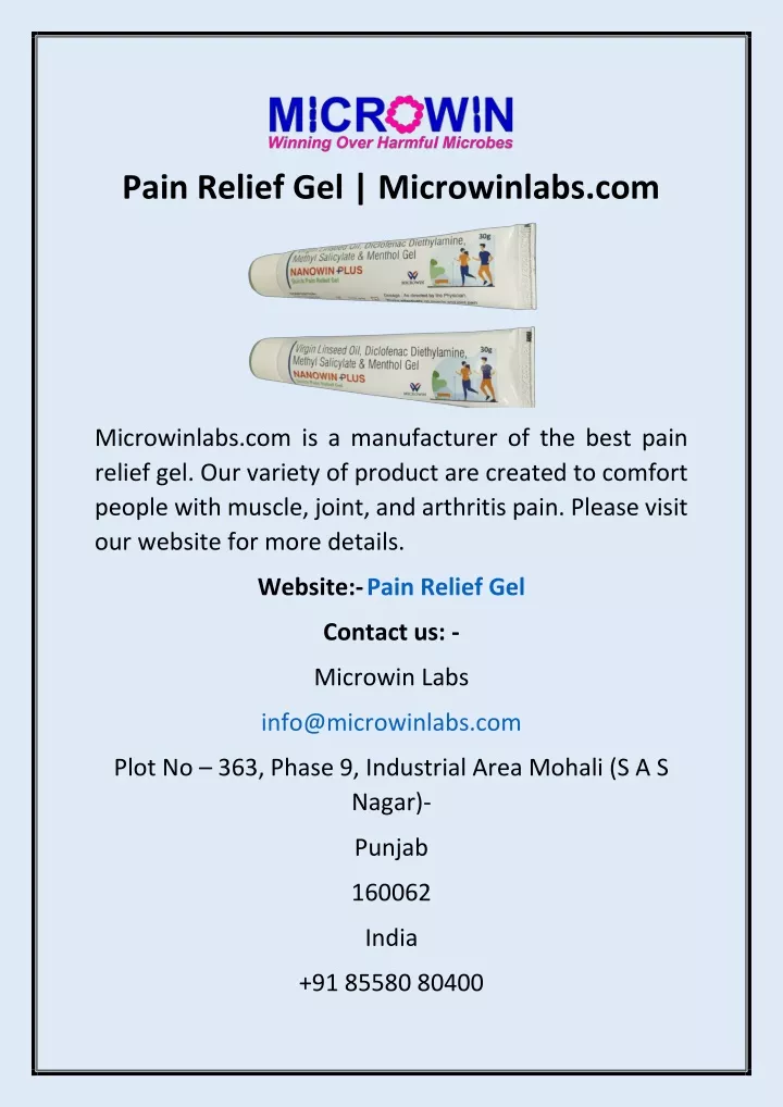 pain relief gel microwinlabs com