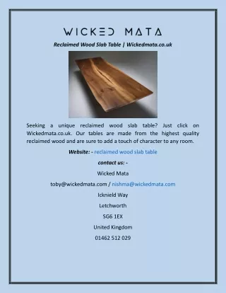 Reclaimed Wood Slab Table  Wickedmata.co.uk