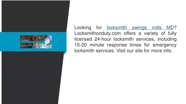 looking for locksmith owings mills