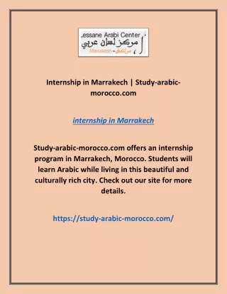 Internship in Marrakech | Study-arabic-morocco.com