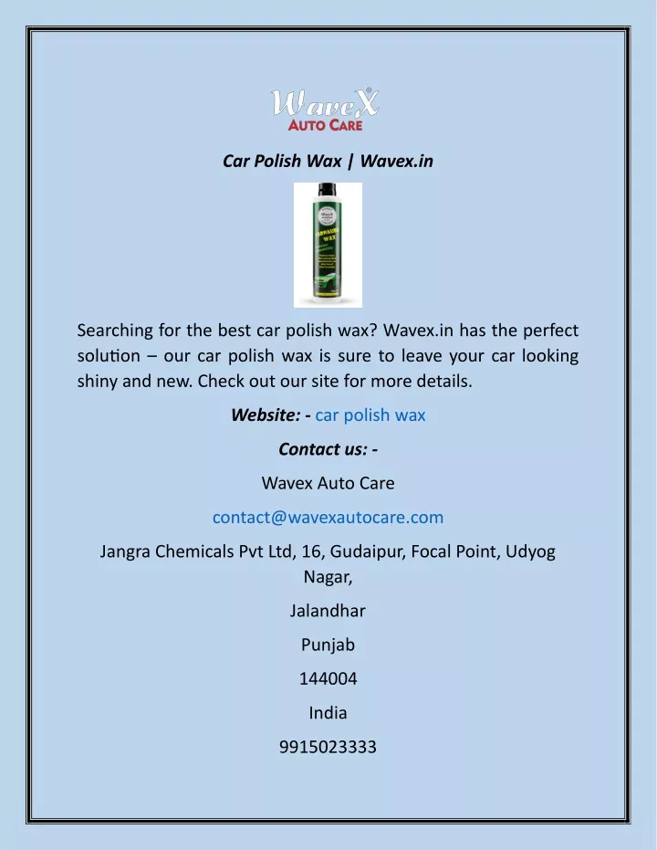 car polish wax wavex in