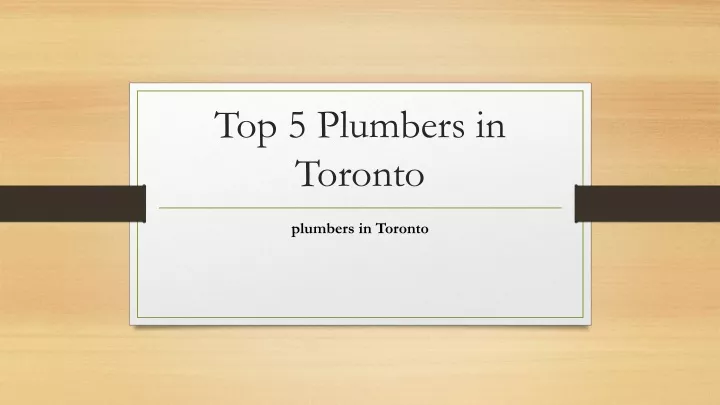 top 5 plumbers in toronto