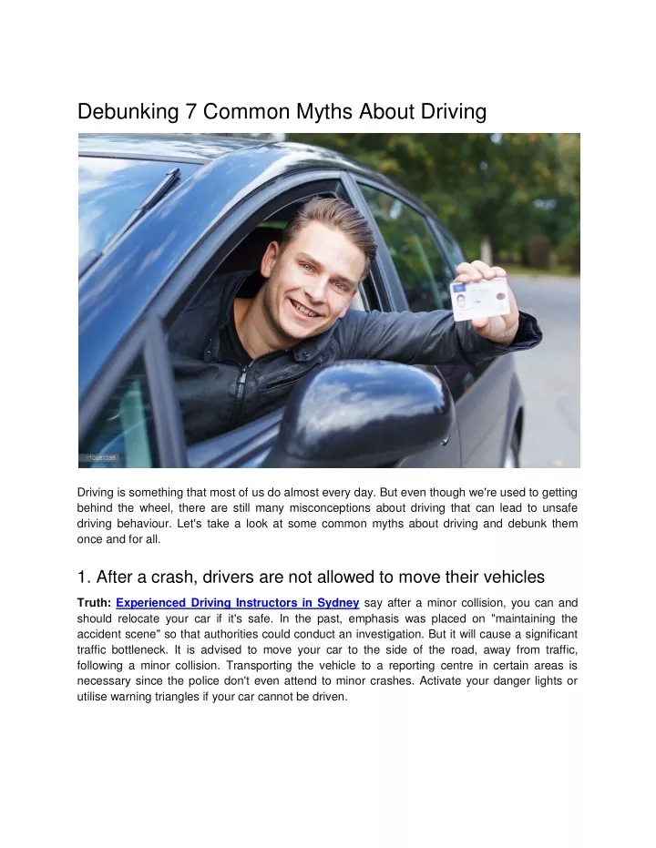 debunking 7 common myths about driving