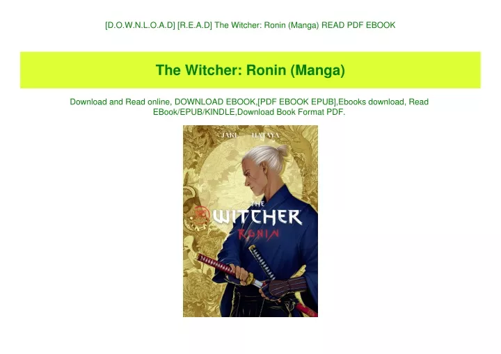 d o w n l o a d r e a d the witcher ronin manga