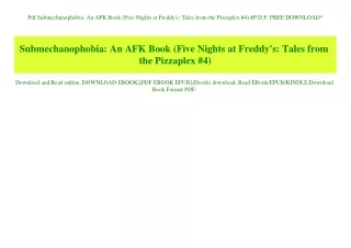 Pdf  Submechanophobia An AFK Book (Five Nights at Freddy's Tales from the Pizzaplex #4) #P.D.F. FREE DOWNLOAD^