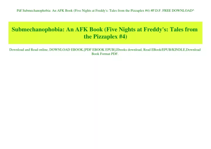 pdf submechanophobia an afk book five nights