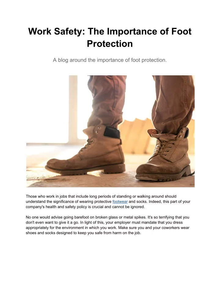 work safety the importance of foot protection