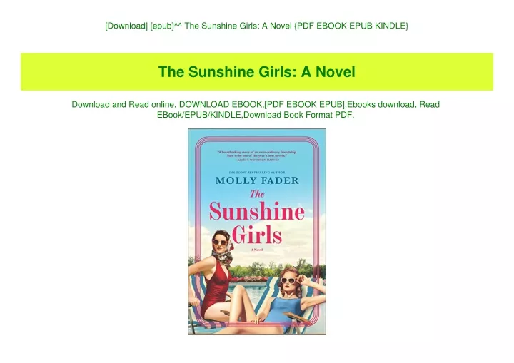 download epub the sunshine girls a novel