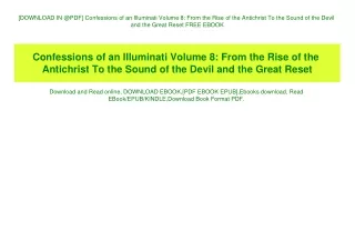 [DOWNLOAD IN @PDF] Confessions of an Illuminati Volume 8 From the Rise of the Antichrist To the Sound of the Devil and t