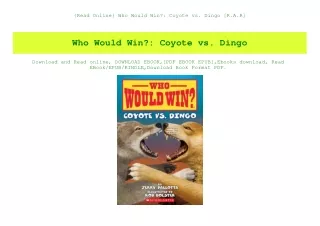 {Read Online} Who Would Win Coyote vs. Dingo [R.A.R]