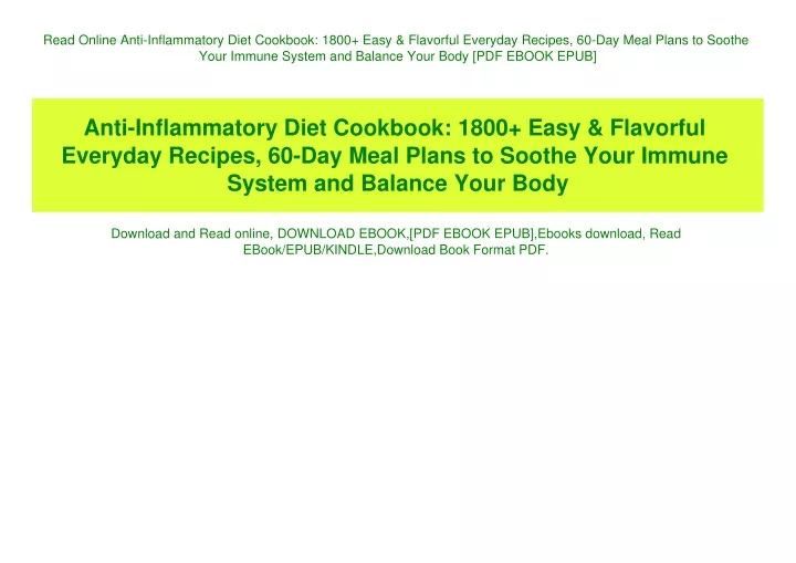 read online anti inflammatory diet cookbook 1800