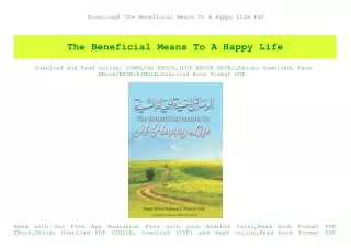 (Download) The Beneficial Means To A Happy Life Pdf