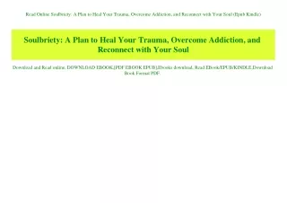 Read Online Soulbriety A Plan to Heal Your Trauma  Overcome Addiction  and Reconnect with Your Soul (Epub Kindle)