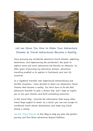 let me show you how to make your adventure dreams