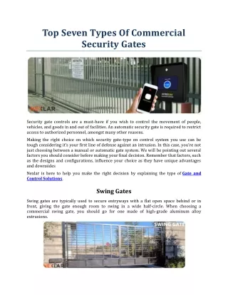 top seven types of commercial security gates