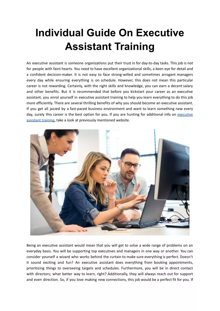 individual guide on executive assistant training