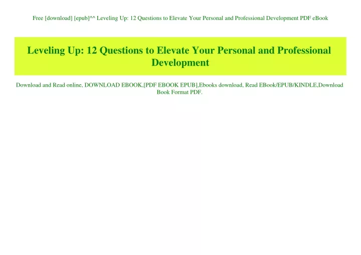 free download epub leveling up 12 questions