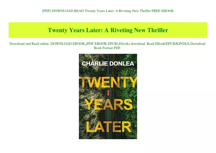 pdf download read twenty years later a riveting