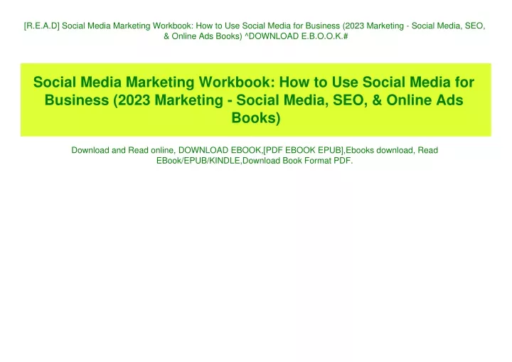 r e a d social media marketing workbook