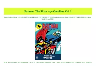 (READ-PDF!) Batman The Silver Age Omnibus Vol. 1 ZIP