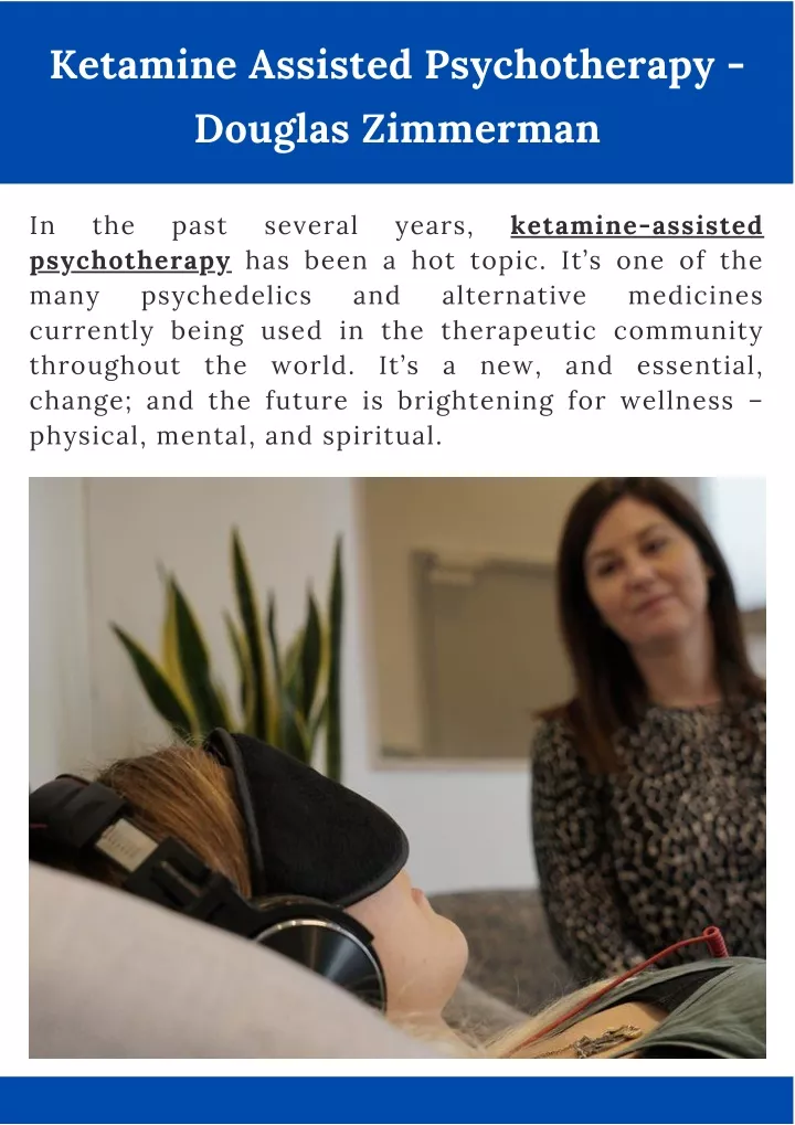 ketamine assisted psychotherapy douglas zimmerman