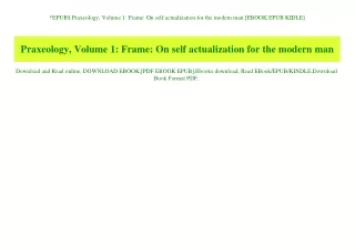 EPUB$ Praxeology  Volume 1 Frame On self actualization for the modern man [EBOOK EPUB KIDLE]