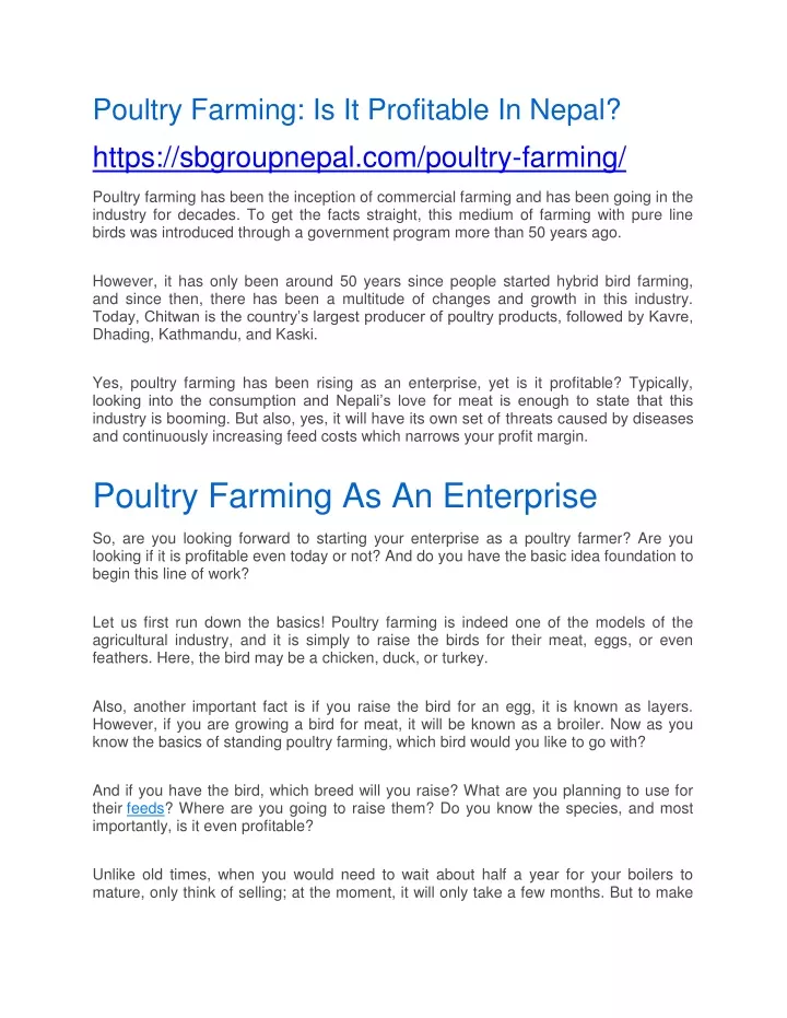 poultry farming is it profitable in nepal https