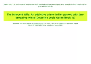 Read Online The Innocent Wife An addictive crime thriller packed with jaw-dropping twists (Detective Josie Quinn Book 16