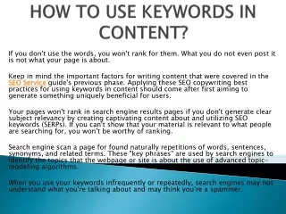 how to use keywords in content