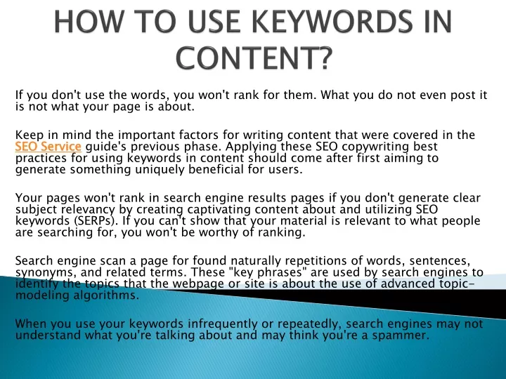 how to use keywords in content