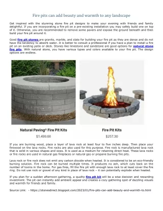 Fire pits can add beauty and warmth to any landscape