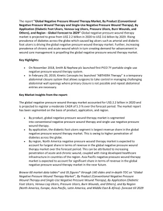 the report global negative pressure wound therapy