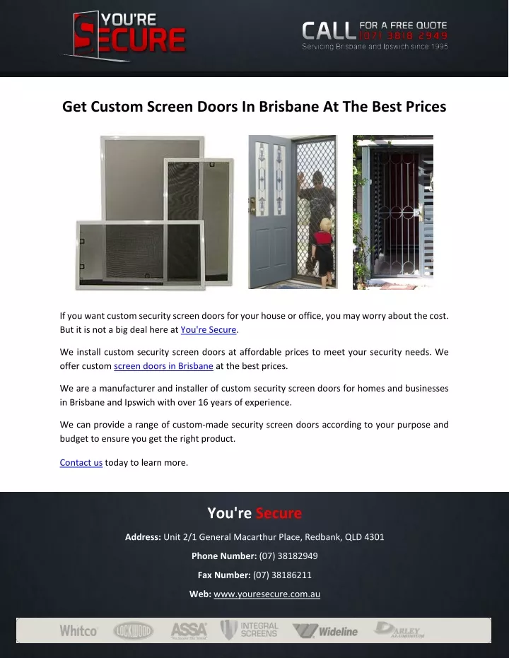 get custom screen doors in brisbane at the best