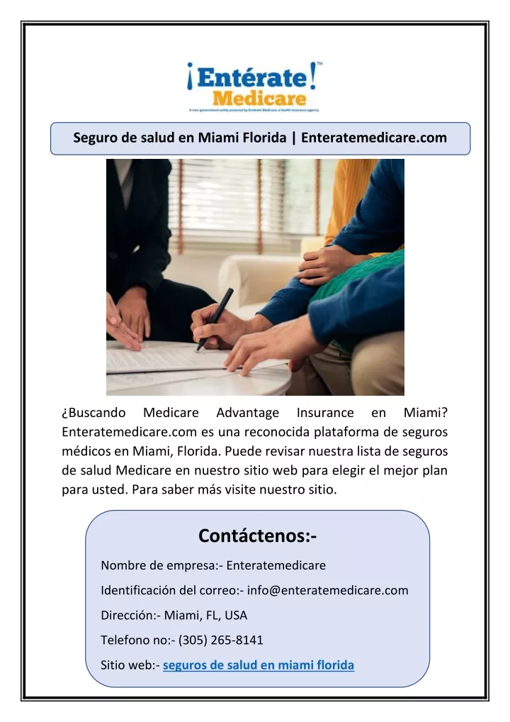 seguro de salud en miami florida enteratemedicare